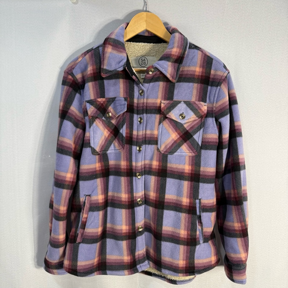 Sage Collective Plaid Sherpa Lined Button Up Jacket Shacket Women’s Small